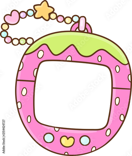 Cute Strawberry Shaped Digital Pet Frame Illustration Pastel Y2K Frame For Classroom Decoration