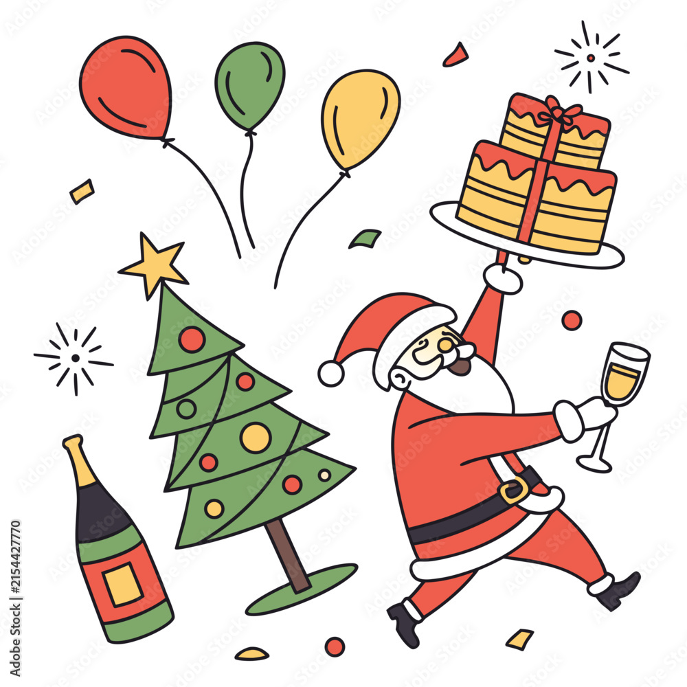 Naklejka premium santa claus with gifts