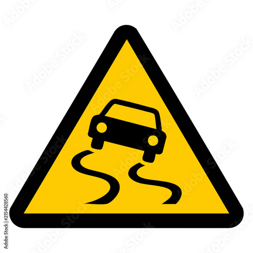 Slippery Road Warning Sign
