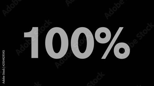 3D Animation of One Hundred Percent Symbol Rotating on Black Background.