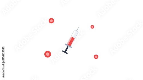 Medical Syringe Injecting Red Blood Cells Animation.