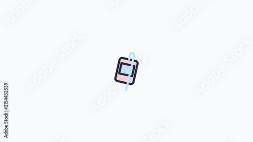 Minimalist Animated Icon of a Digital Device with a Vertical Light Beam.