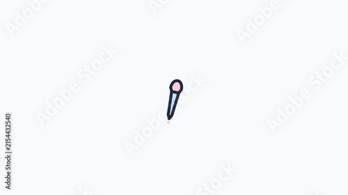 Minimalist Hand Drawn Microphone Icon Animation on White Background.