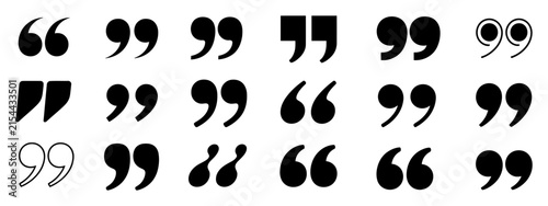 Foto Quotation Mark Icon set, double quote vector symbols representing quotes
