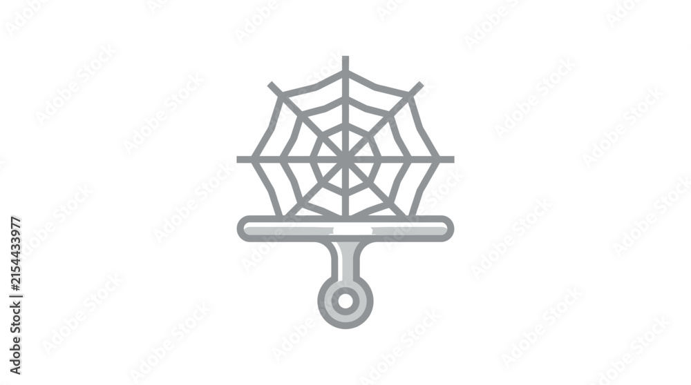 Obraz premium Geometric spider web icon on a wall corner.