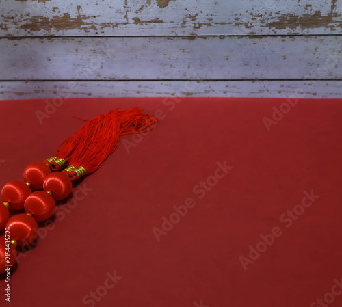 Obraz na płótnie Traditional Chinese New Year red background with lucky Chinese knot tassels and