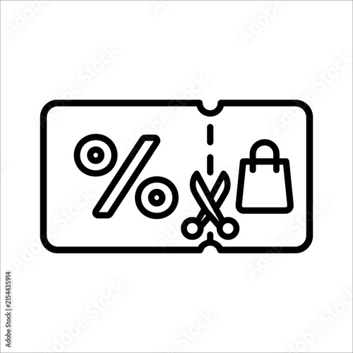 Discount Coupon and Shopping Sale Line Icon