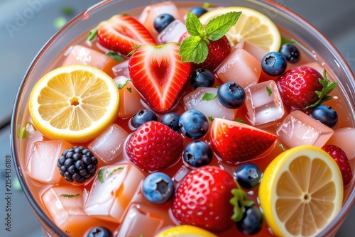 Refreshing Fruit Punch with Fresh Strawberries, Blueberries, and Citrus Slices