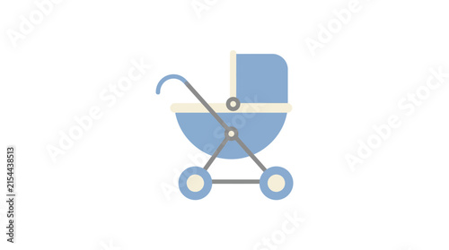 Minimalist Flat Design Baby Stroller Illustration