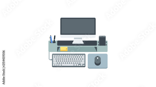 Modern Computer Setup on Desk Organizer