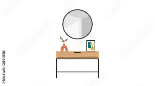 Modern Console Table with Mirror and Artwork