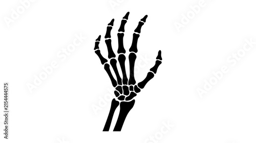 Black skeleton hand silhouette for Halloween design element or spooky horror graphic icon