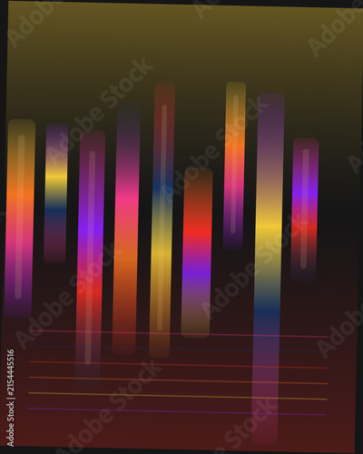 Vibrant gradient bars with a dark background and thin horizontal lines