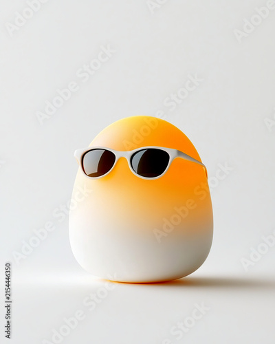 Orange character, sunglasses, 3D rendering, white background, cute figure wearing eyewear