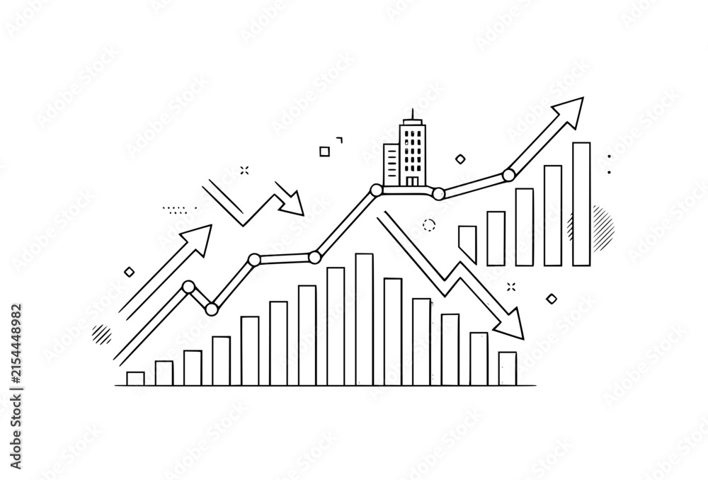 Fototapeta premium Company sales performance chart showing business growth decline revenue fluctuations analytics and financial trend changes