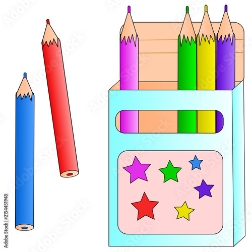 Quadro su tela Colorful Pencil Box With Colored Pencils