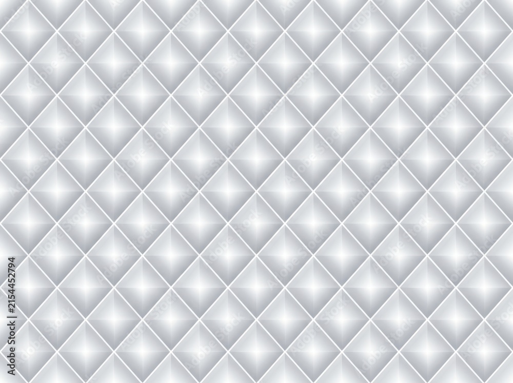 Naklejka premium Silver quilted leather texture with diamond pattern for luxury interior background design.