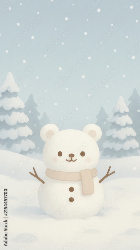 Obraz premium Cute snowy bear mobile wallpaper