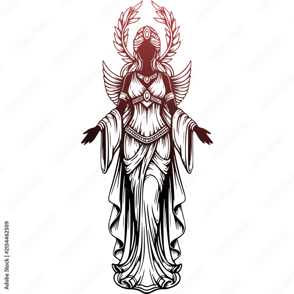 Obraz premium Goddess Angel Silhouette Illustration