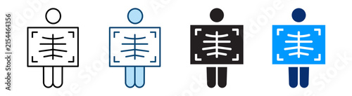 Chest X-ray icon representing radiography, lung examination, and medical imaging. Vector illustration for healthcare, diagnostics, and radiology concept.