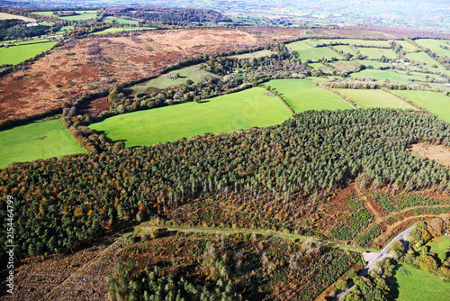 Aerial view of the fields of North Devon , England	