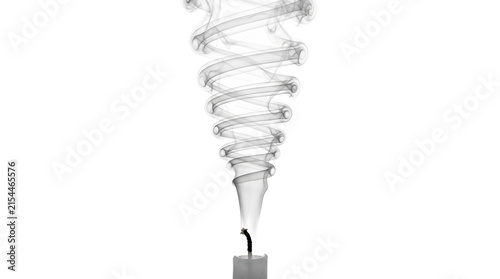 Ethereal smoke spiral rising from extinguished candle, swirling gray vapor trail, artistic incense smoke plume for meditation isolated PNG with Transparent Background