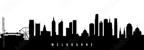 Vector silhouette illustration of Melbourne urban skyline. Modern minimalist cityscape graphic, perfect for travel, banners or backgrounds