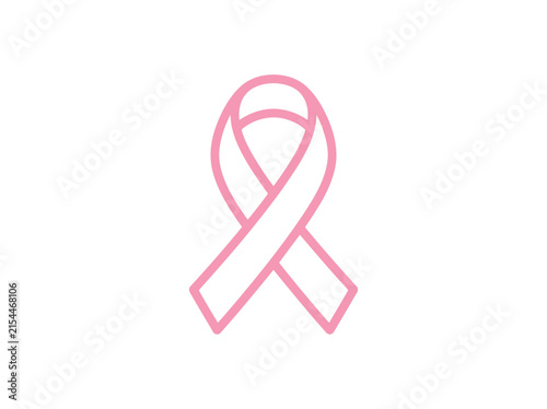 Картината върху платно Pink breast cancer awareness ribbon symbolizing hope and support isolated on whi