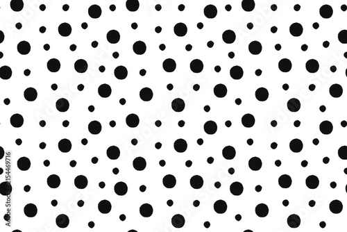Minimal Black Polka Dot Seamless Pattern on White Background Modern Classic Monochrome Textile Print Design