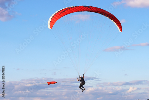 Paraglider being towed by a winch	