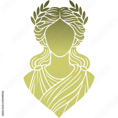 Golden Greek Goddess Bust Silhouette