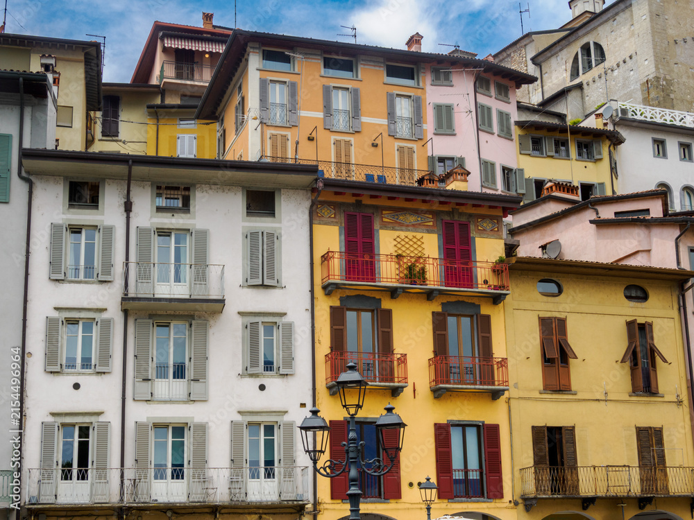 Fototapeta premium Old houses of Lovere, in Bergamo province, Italy, on the Sebino lake