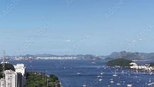 Sugarloaf Mountain and Guanabara Bay with Sailboats, Rio de Janeiro, Brazil
