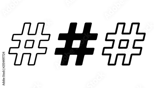 Obraz na płótnie Social media hash tag number sign characters isolated on white background for di