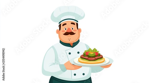 Cheerful Chef Presents Delicious Meal
