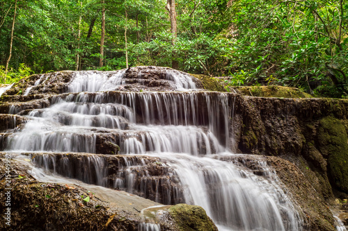 Beautiful waterfall in Erawan waterfall National Park in Kanchanaburi, Thailand.