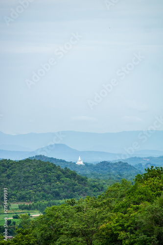 Landscape of mountain with blue sky and cloud at Kanchanaburi, Thailand.