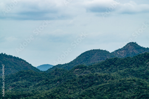 Landscape of mountain with blue sky and cloud at Kanchanaburi, Thailand.