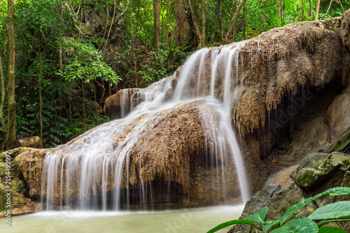 Beautiful waterfall in Erawan waterfall National Park in Kanchanaburi, Thailand.