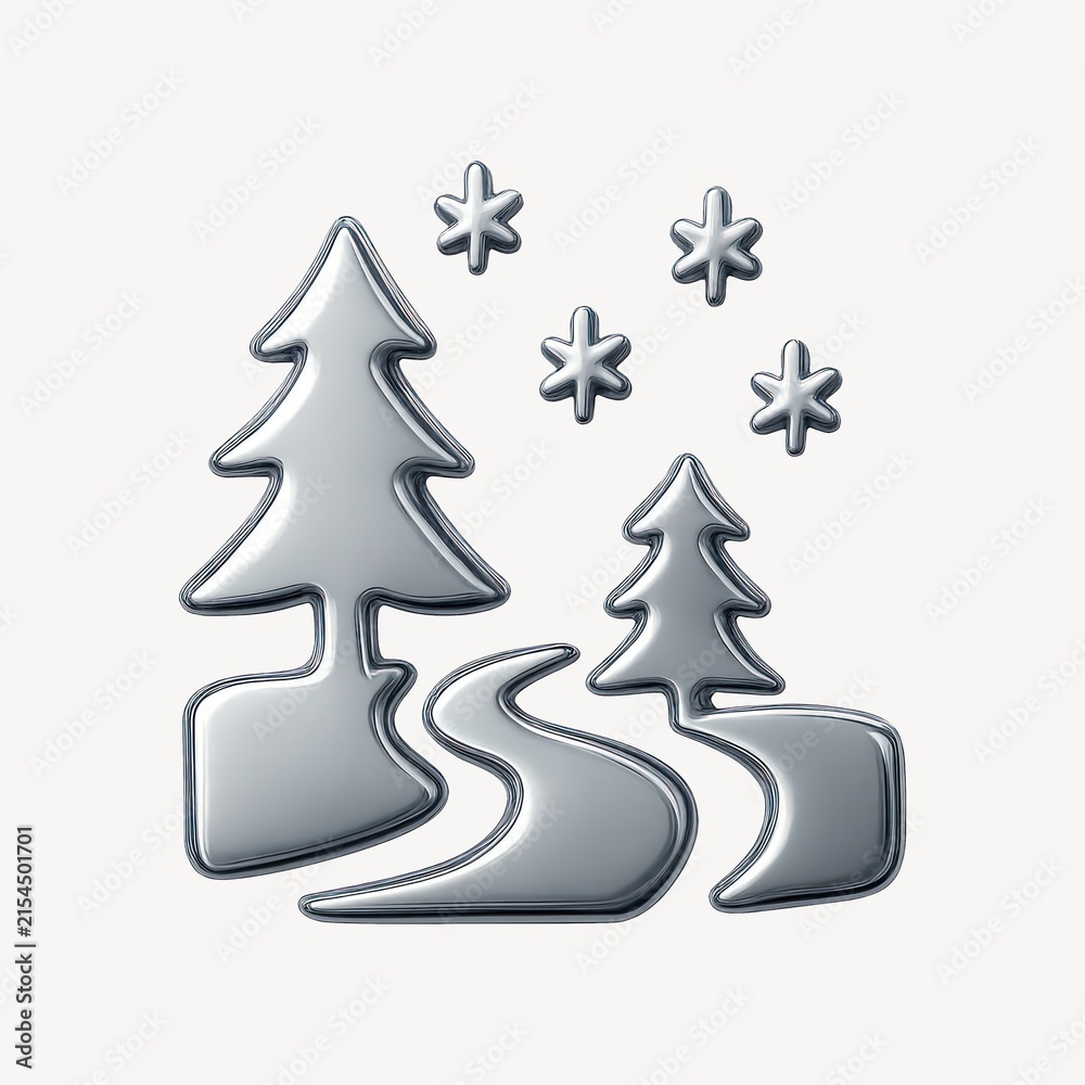 Obraz premium Metallic winter landscape illustration