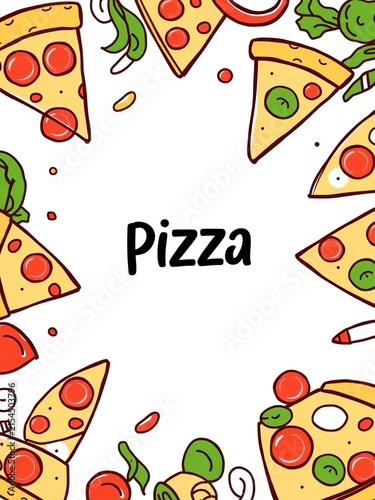 Pizza slice square background in doodle style horizontal hand drawn sketch set vector illustration, ||vector pizza, mealtime