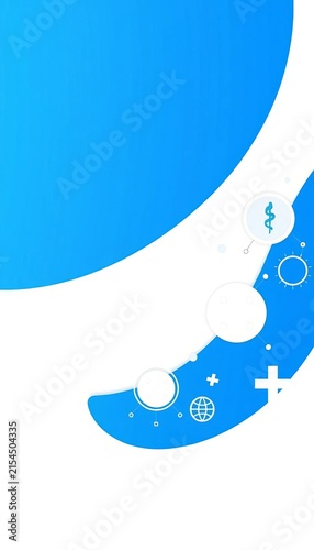 Abstract blue and white background with medical icons, curves, texture