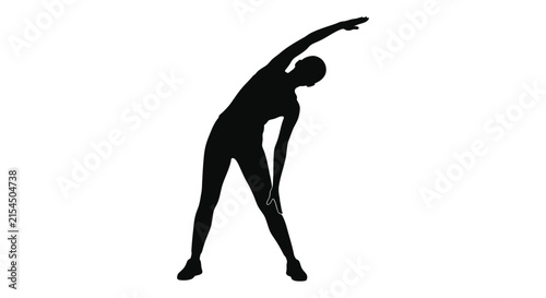 Принти на полотні Human Silhouette Stretching Sideways On White Background