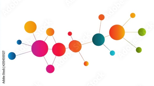A creative mind map chart clipart, brainstorming process element, colorful connected nodes, flat design, isolated on white background.