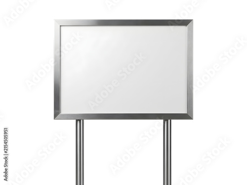 Empty silver metal sign board for outdoor display and signage.