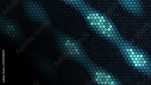 Sci-Fi Cybernetic Glowing Honeycomb Hex Grid Background
