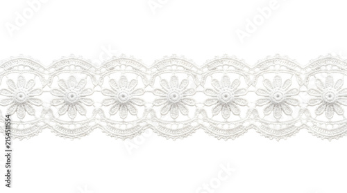 Quadro su tela White floral lace trim with daisy design for sewing craft.