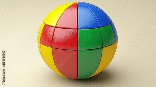 A colorful spherical puzzle with a smooth surface