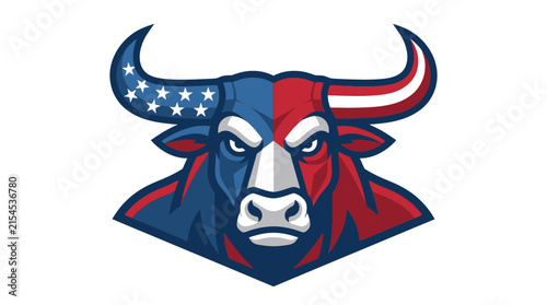 American Patriot Bull Mascot Head Isolated