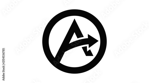 Anarchy Symbol with Arrow - Isolated Black and White Icon